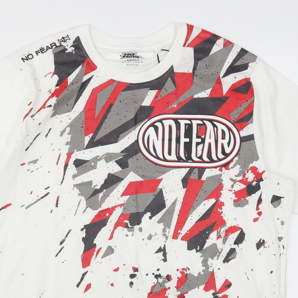 No Fear Mens White    T-Shirt Size S  - Red and Grey Graphic