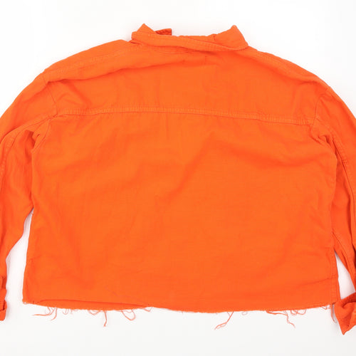 Topshop Womens Orange   Basic Button-Up Size S  - Distressed Hem