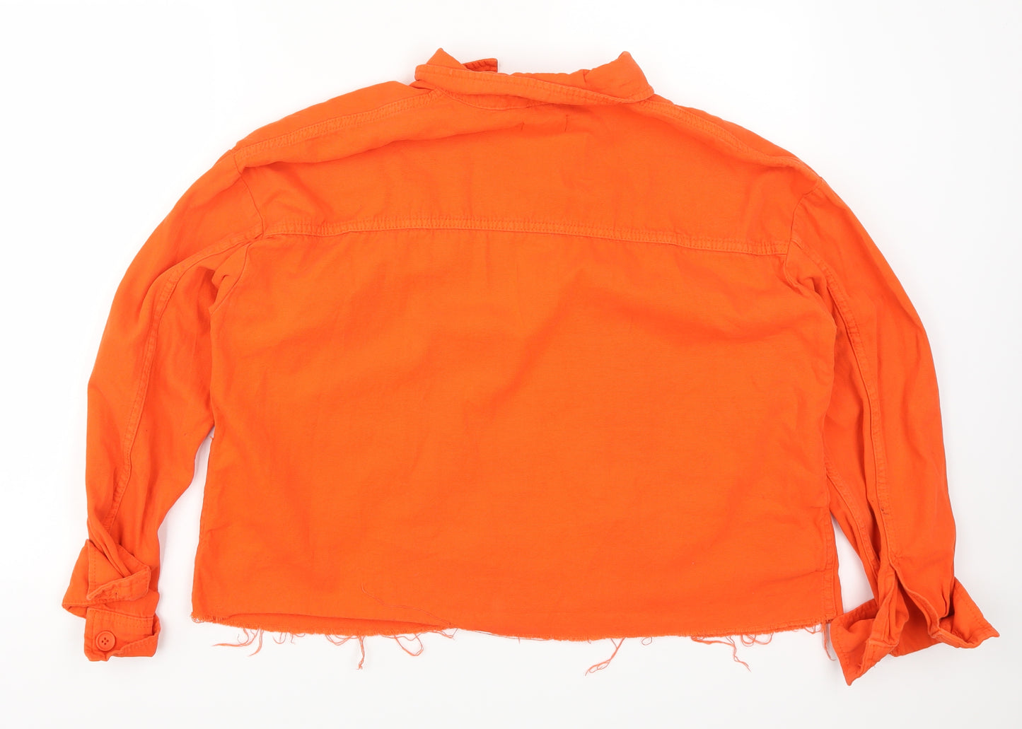 Topshop Womens Orange   Basic Button-Up Size S  - Distressed Hem