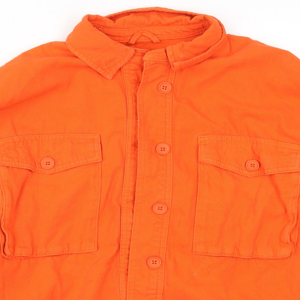 Topshop Womens Orange   Basic Button-Up Size S  - Distressed Hem