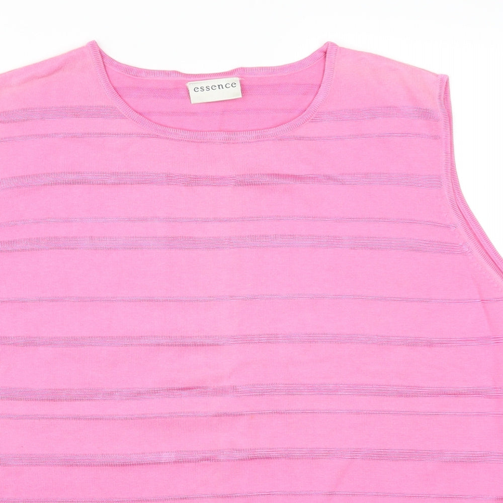 essence Womens Pink Striped  Basic Tank Size 26