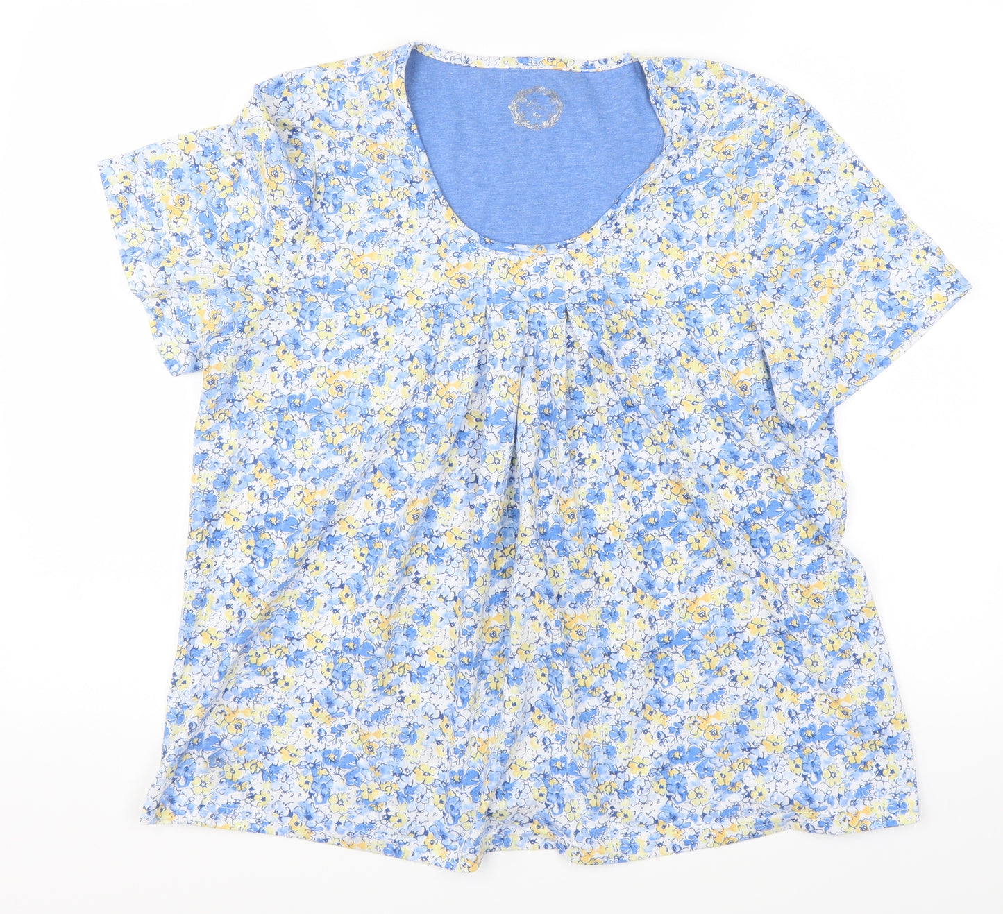 Bonmarché Womens Blue Floral  Basic T-Shirt Size 16