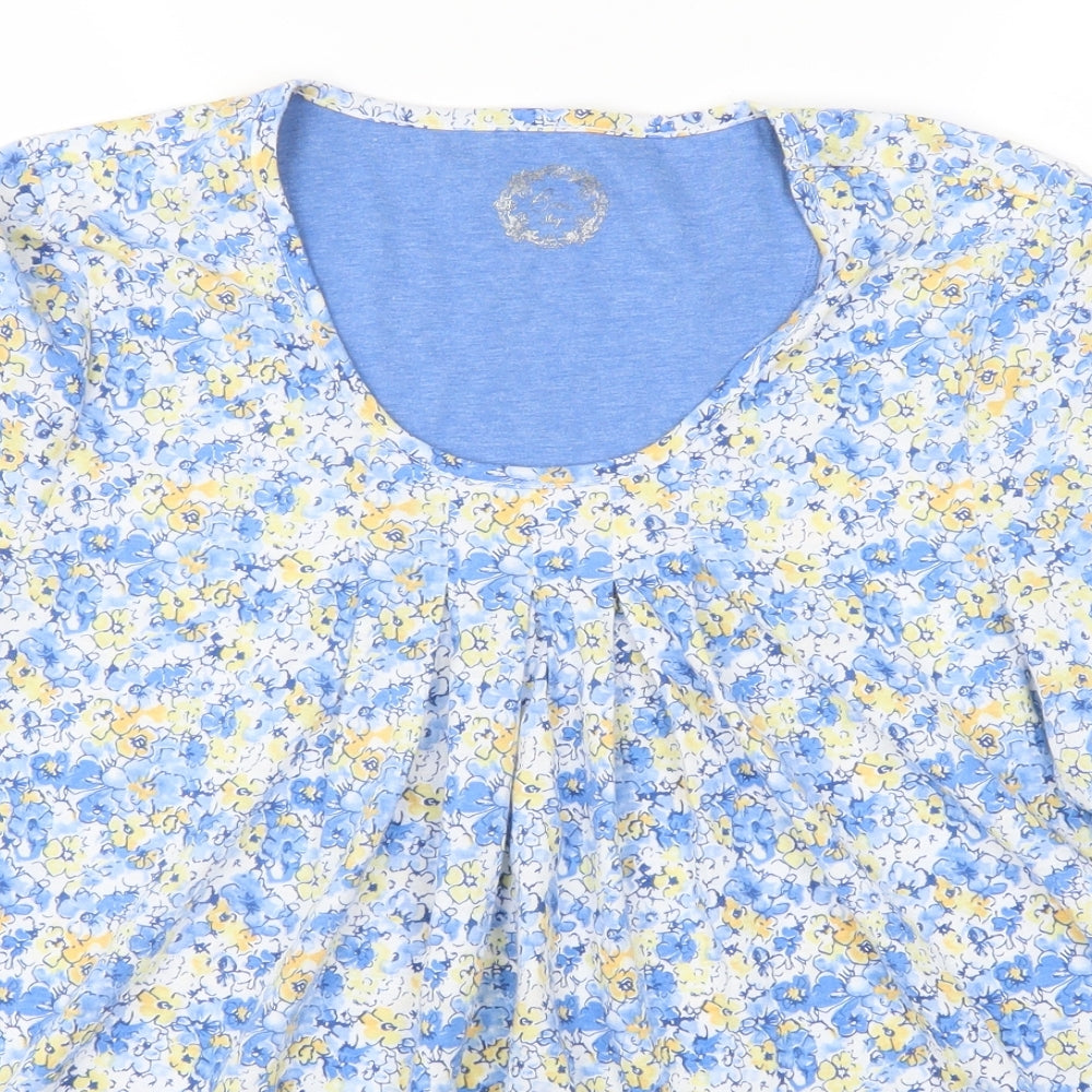 Bonmarché Womens Blue Floral  Basic T-Shirt Size 16
