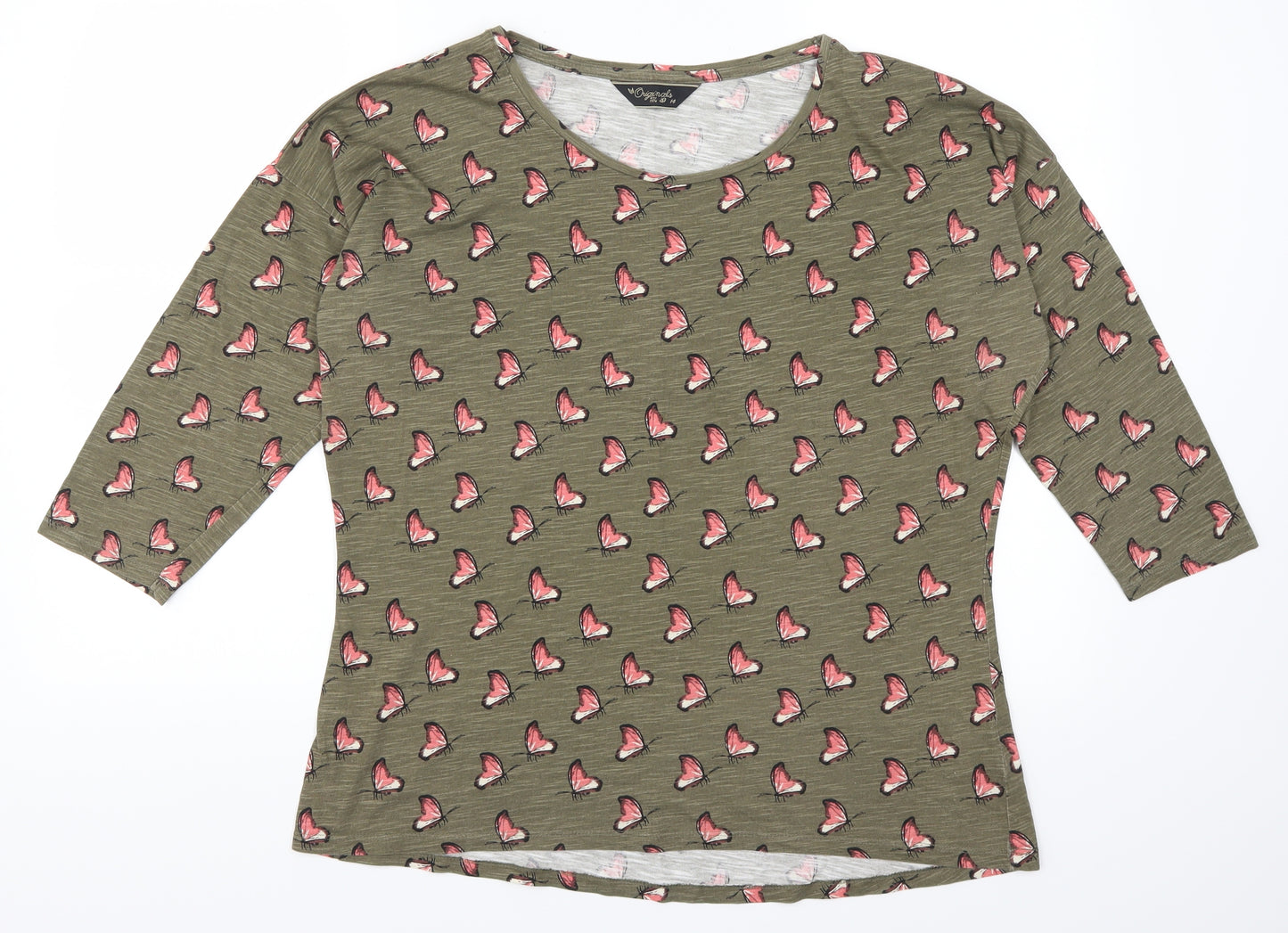 Originals Womens Brown Animal Print  Basic T-Shirt Size 14  - Butterfly Print