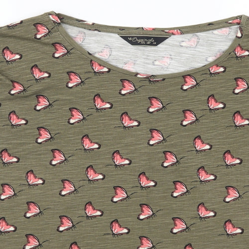 Originals Womens Brown Animal Print  Basic T-Shirt Size 14  - Butterfly Print
