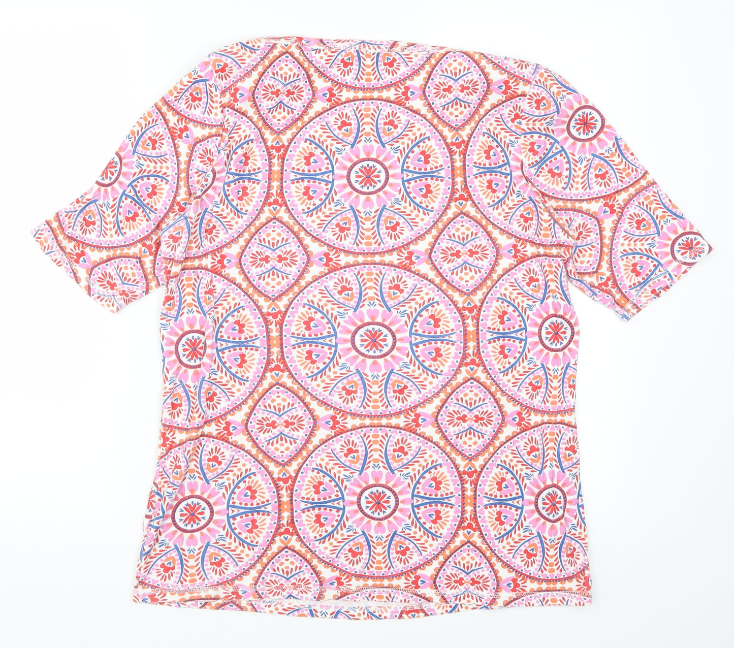Marks and Spencer Womens Pink Geometric  Basic T-Shirt Size 16