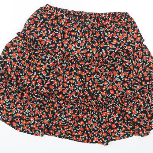 SheIn Womens Red Floral  Skater Skirt Size S