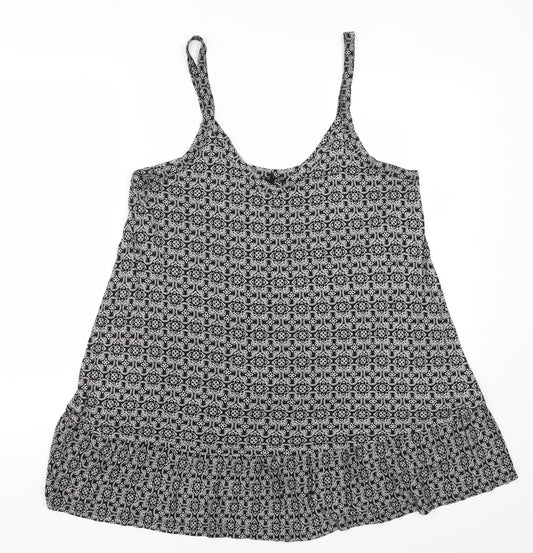 Front view of Arcadia women’s grey geometric basic tank, size UK 16