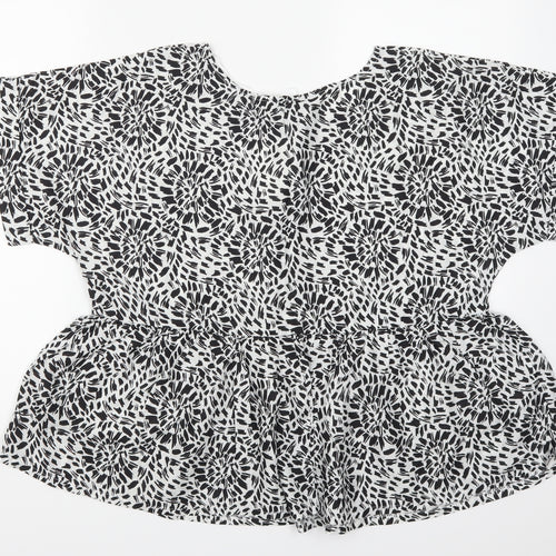 Label Be Womens Grey Geometric  Basic T-Shirt Size 14