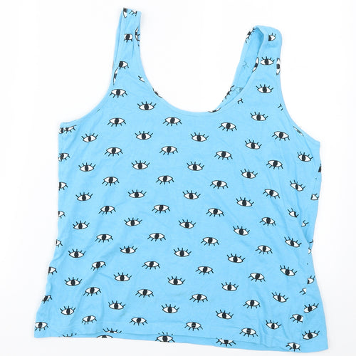 Primark Womens Blue   Basic Tank Size 12  - Eye Print
