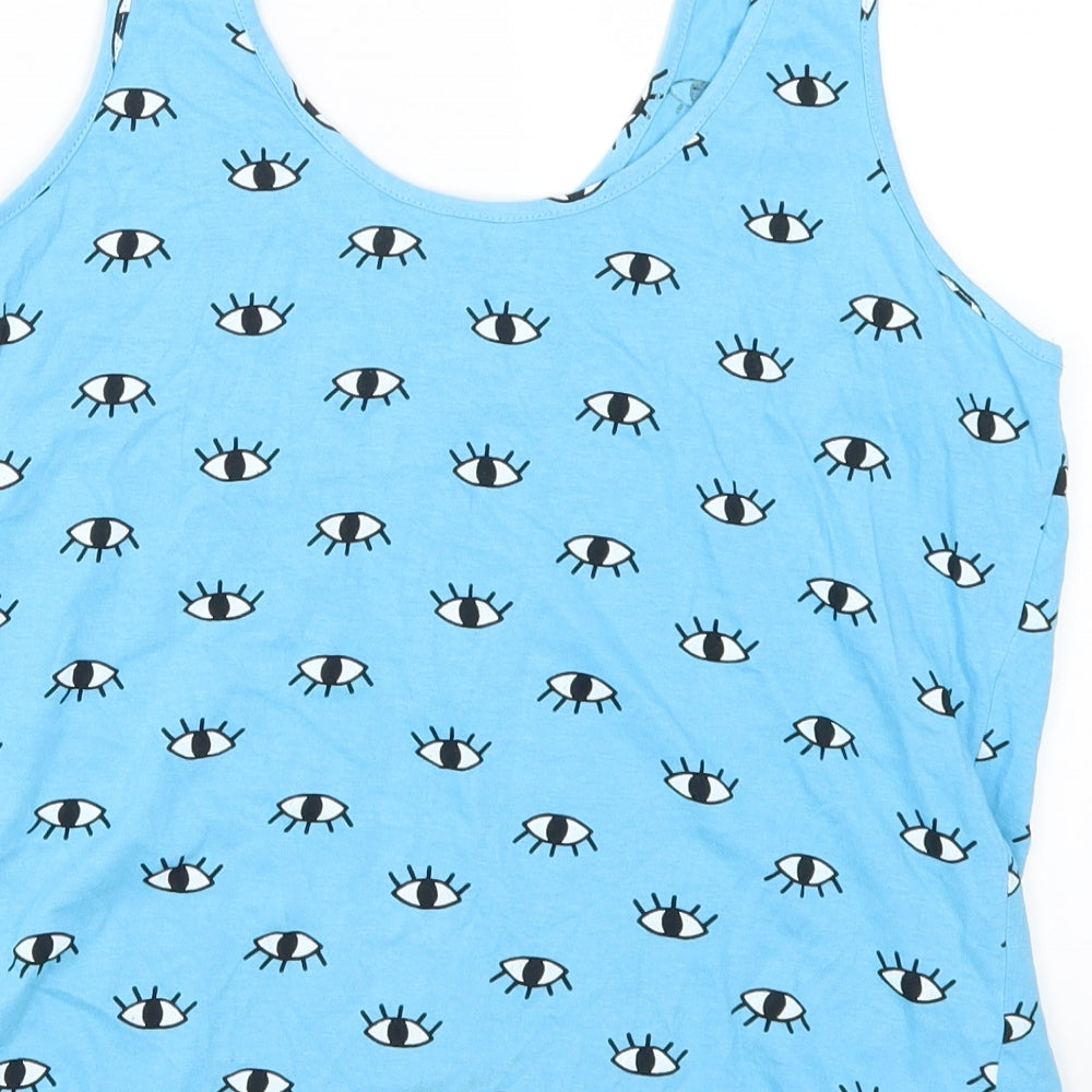 Primark Womens Blue   Basic Tank Size 12  - Eye Print