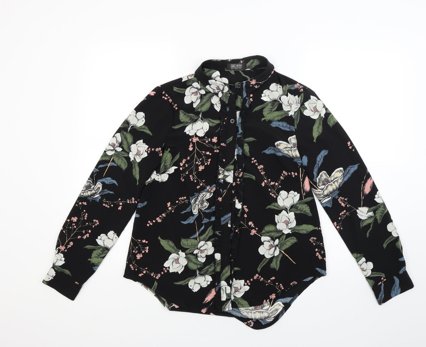 Girls On Film Womens Black Floral  Basic Blouse Size 10