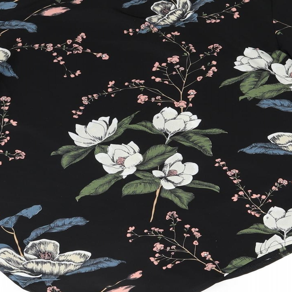 Girls On Film Womens Black Floral  Basic Blouse Size 10