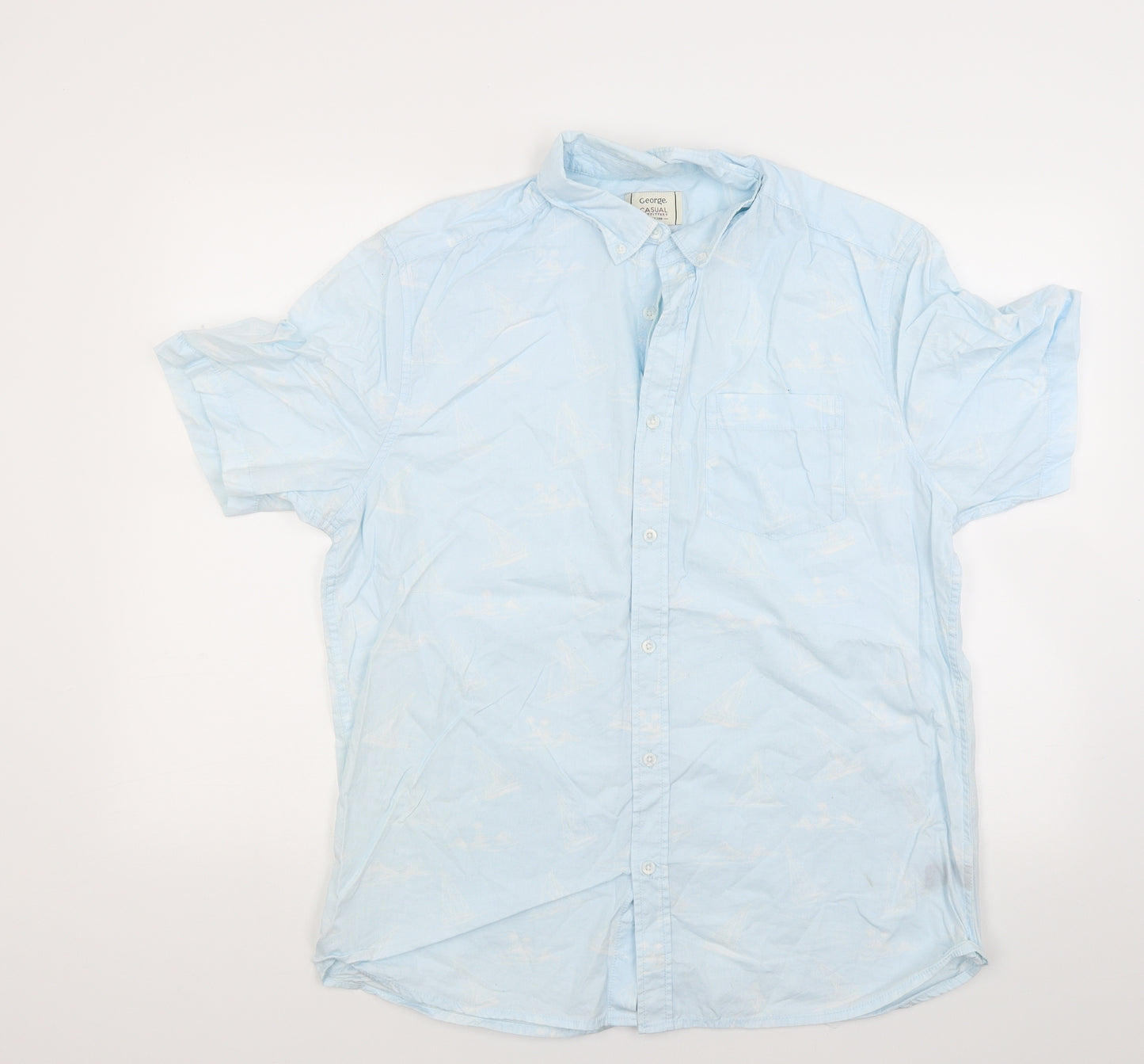 George Mens Blue    Button-Up Size L