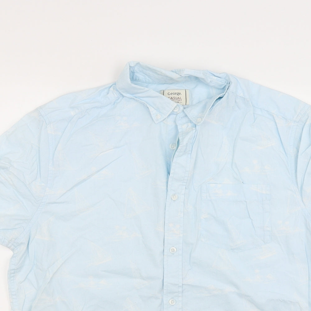 George Mens Blue    Button-Up Size L