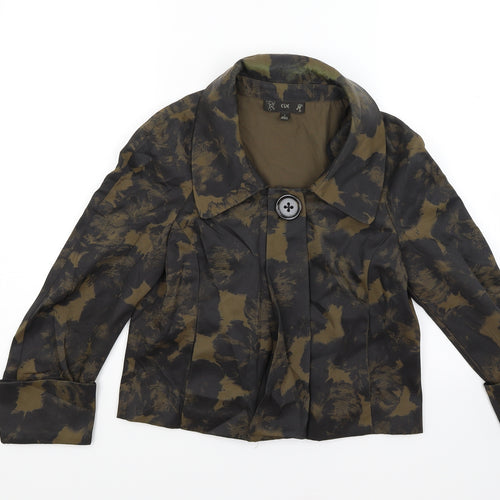 Cue Womens Brown Camouflage  Jacket Coat Size 8