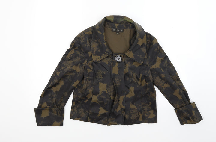 Cue Womens Brown Camouflage  Jacket Coat Size 8