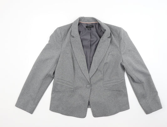 Front view of Primark women’s grey jacket, size UK 2