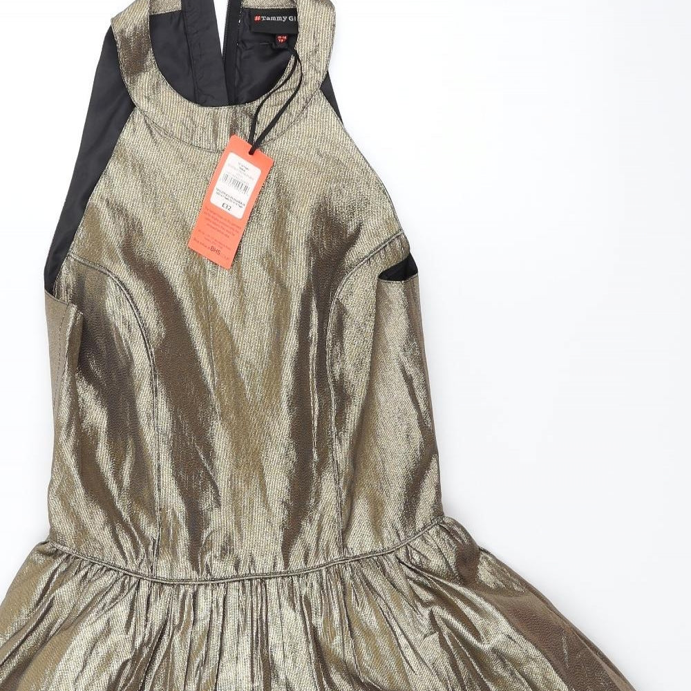 BHS Girls Gold   Fit & Flare  Size 13 Years