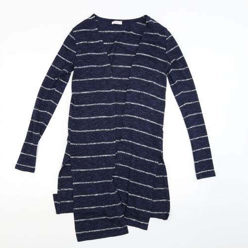 Kylie Girls Blue Striped Knit Cardigan Jumper Size 11-12 Years