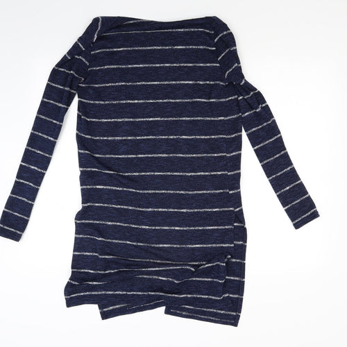 Kylie Girls Blue Striped Knit Cardigan Jumper Size 11-12 Years