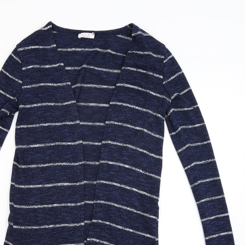 Kylie Girls Blue Striped Knit Cardigan Jumper Size 11-12 Years