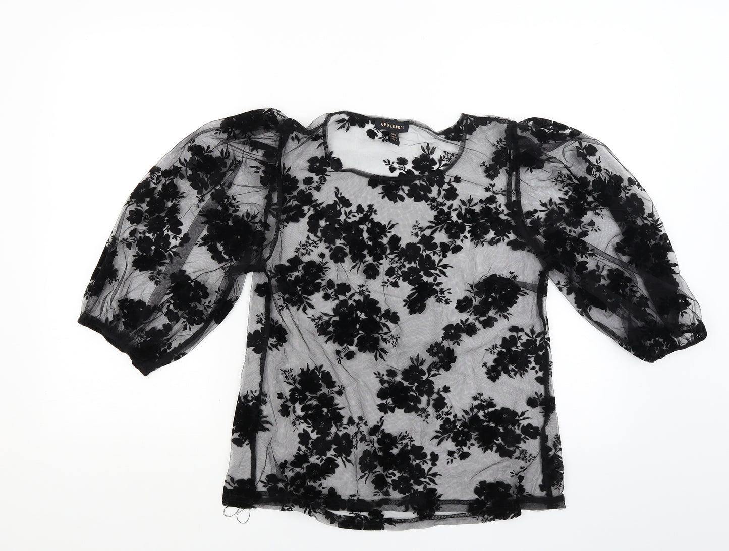 QED Womens Black Floral  Basic Blouse Size 12