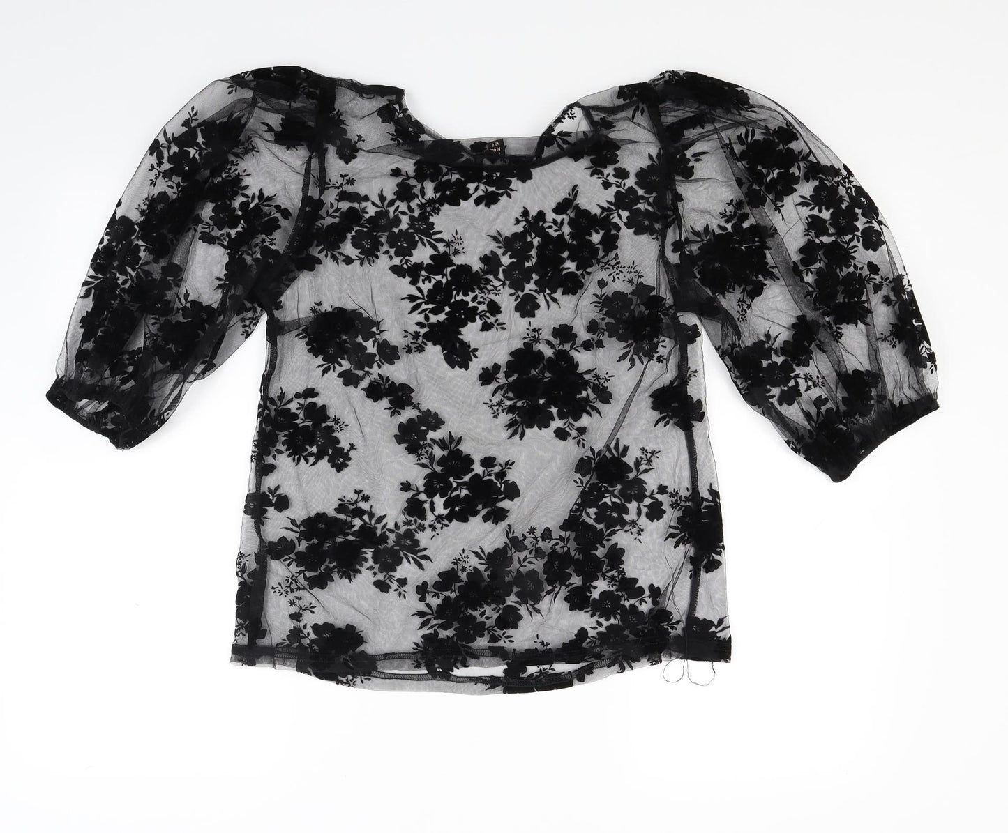 QED Womens Black Floral  Basic Blouse Size 12