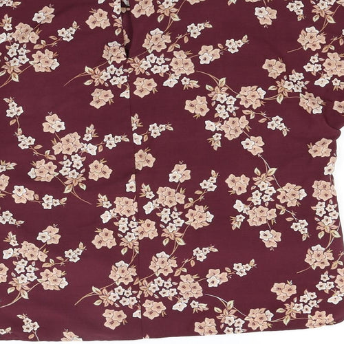 Capsule Womens Red Floral  Basic Blouse Size 10