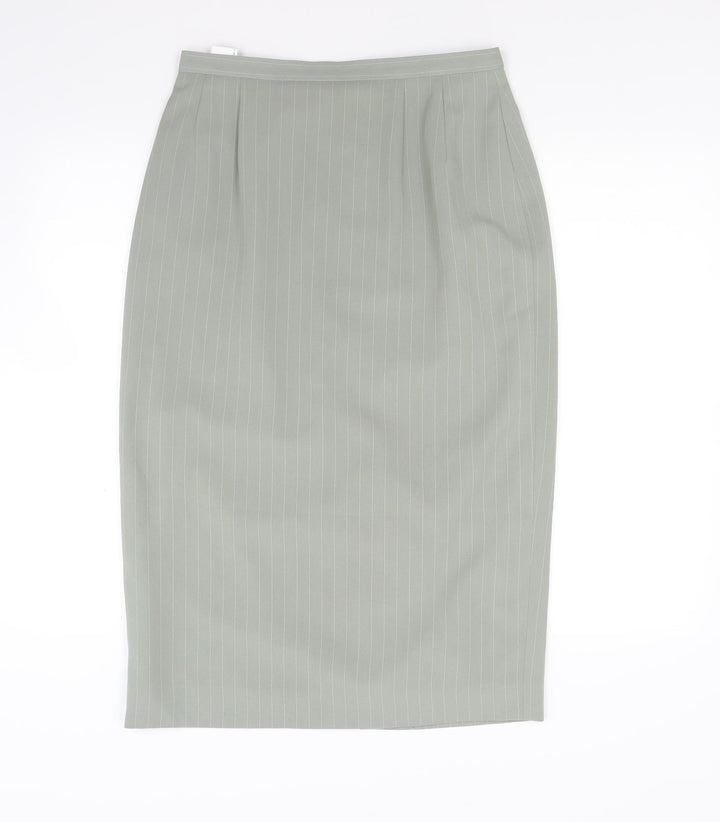 Country Casuals Womens Green Striped A-Line Skirt Size 14