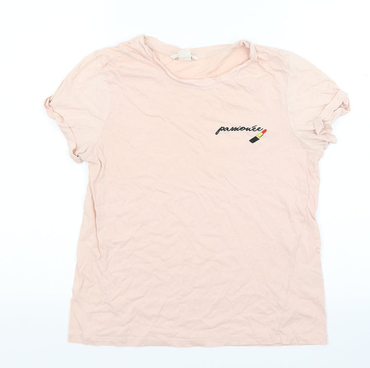 H&M Womens Beige Jersey Basic T-Shirt Size XS