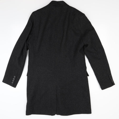 Easy Mens Grey  Rayon Overcoat Coat Size M
