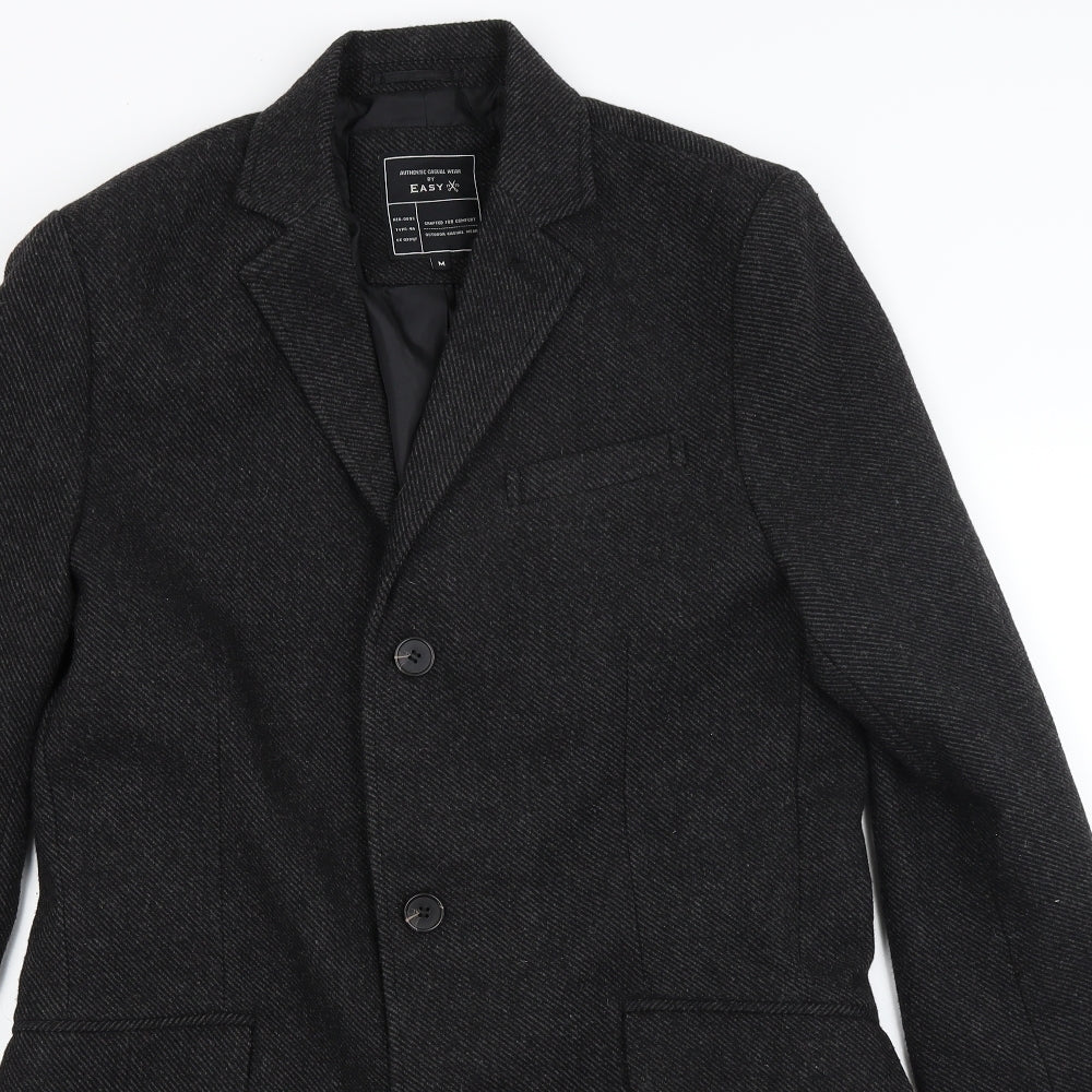 Easy Mens Grey  Rayon Overcoat Coat Size M