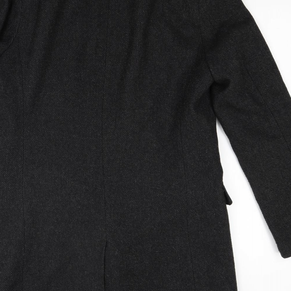 Easy Mens Grey  Rayon Overcoat Coat Size M
