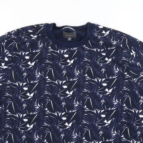 Peter Worth Mens Blue Floral   T-Shirt Size M