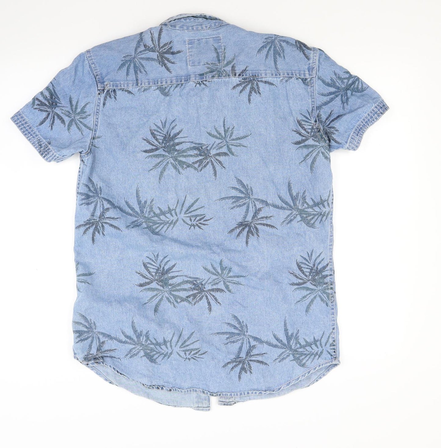 Drift King Mens Blue Floral Denim  Button-Up Size M