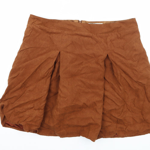 Peacocks Womens Brown  Velour A-Line Skirt Size 14