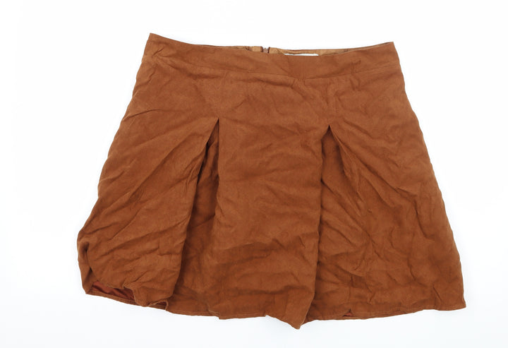 Peacocks Womens Brown Velour A-Line Skirt Size 14