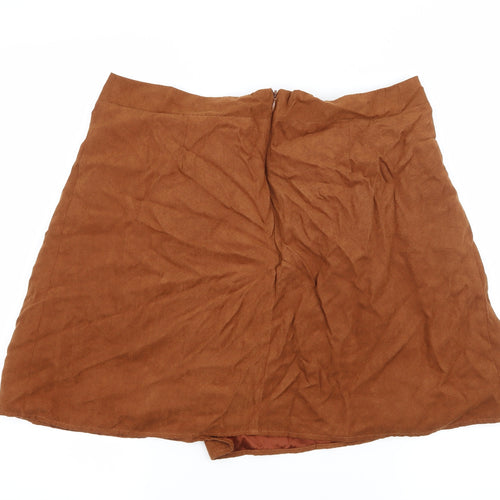 Peacocks Womens Brown  Velour A-Line Skirt Size 14