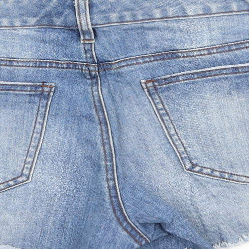 Jeanswest Womens Blue Floral Denim Hot Pants Shorts Size 28