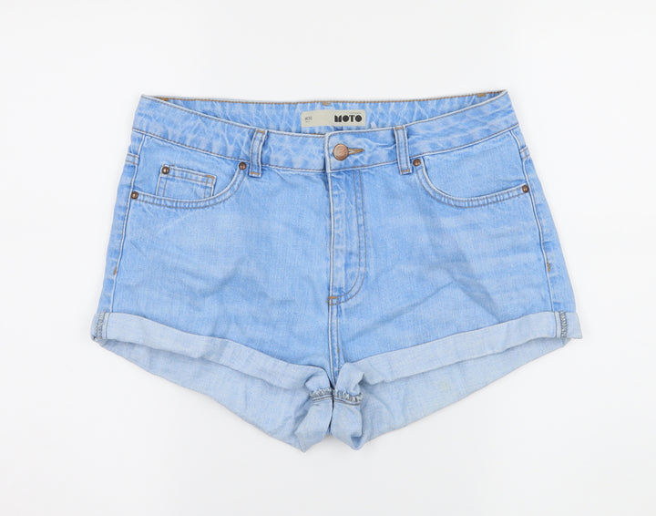Topshop Womens Blue Denim Hot Pants Shorts Size 30 in
