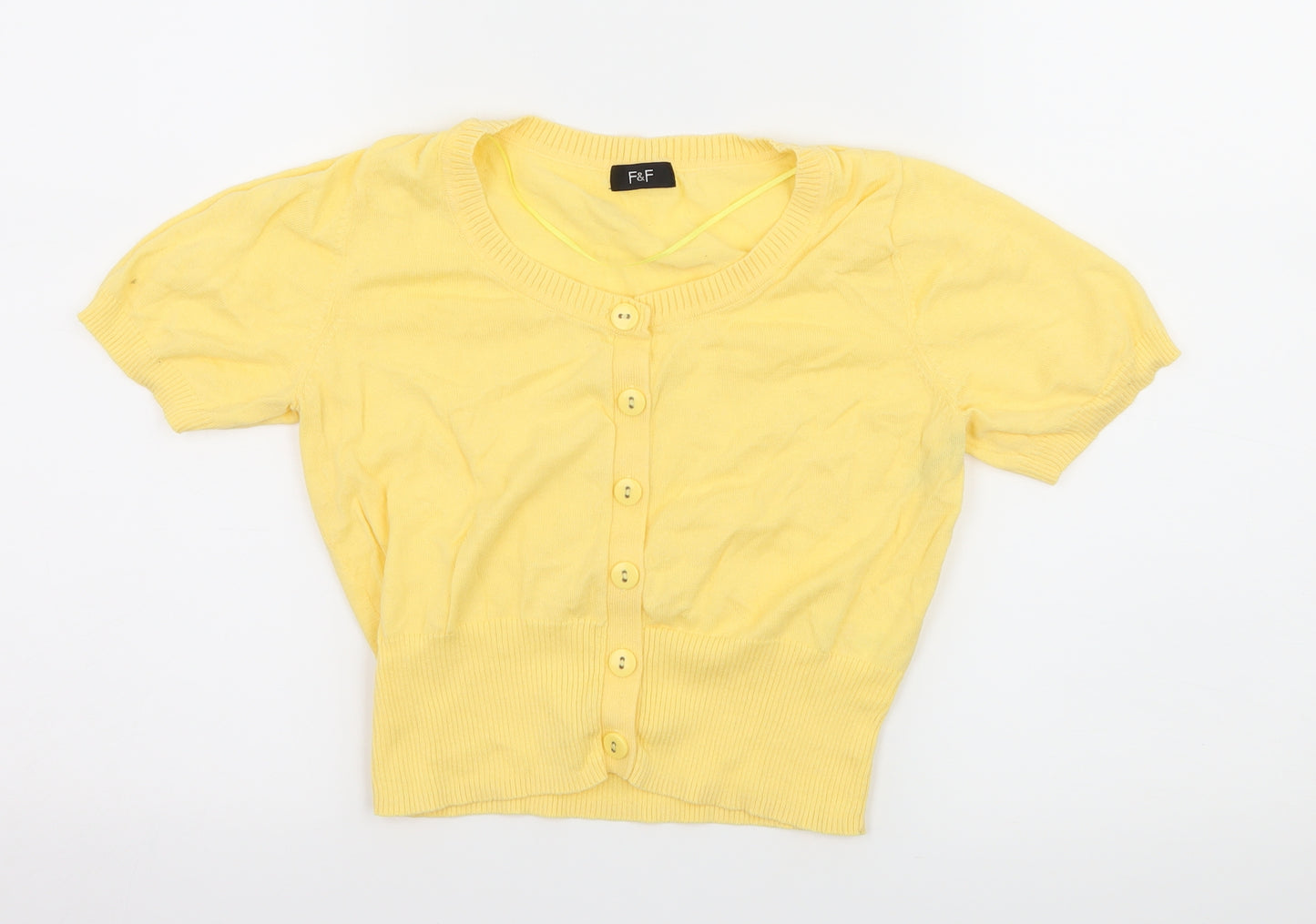 F&F Womens Yellow  Knit Cardigan Jumper Size 12