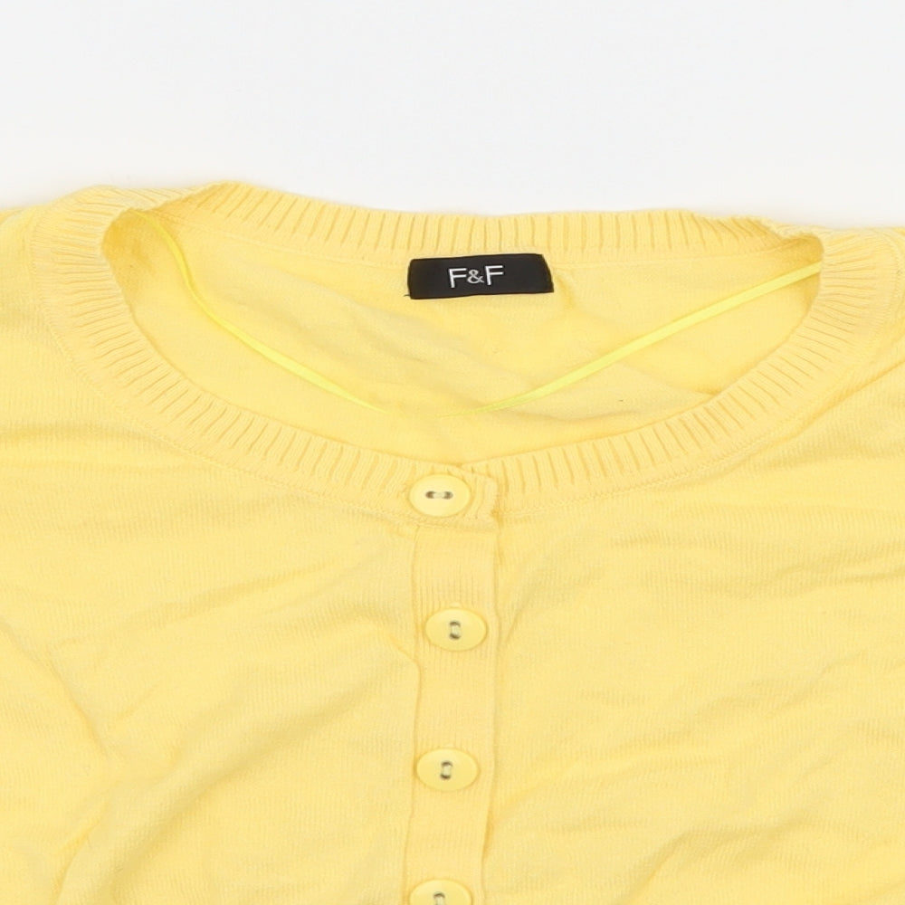 F&F Womens Yellow  Knit Cardigan Jumper Size 12