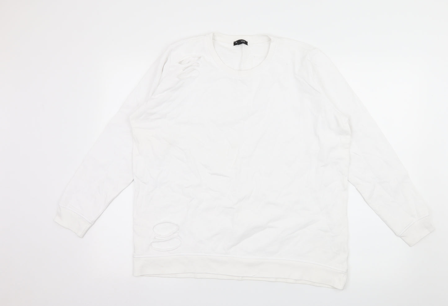 PEP & CO Womens White  Jersey Pullover Sweatshirt Size 14  - Distressed
