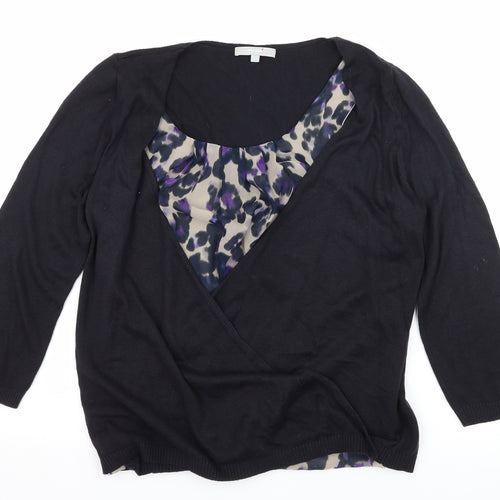 Per Una Womens Blue Animal Print Knit Basic Blouse Size 12
