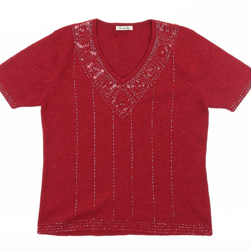 Berkertex Womens Red  Knit Basic T-Shirt Size 14