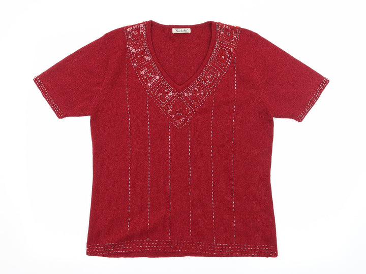 Berkertex Womens Red Knit Basic T-Shirt Size 14