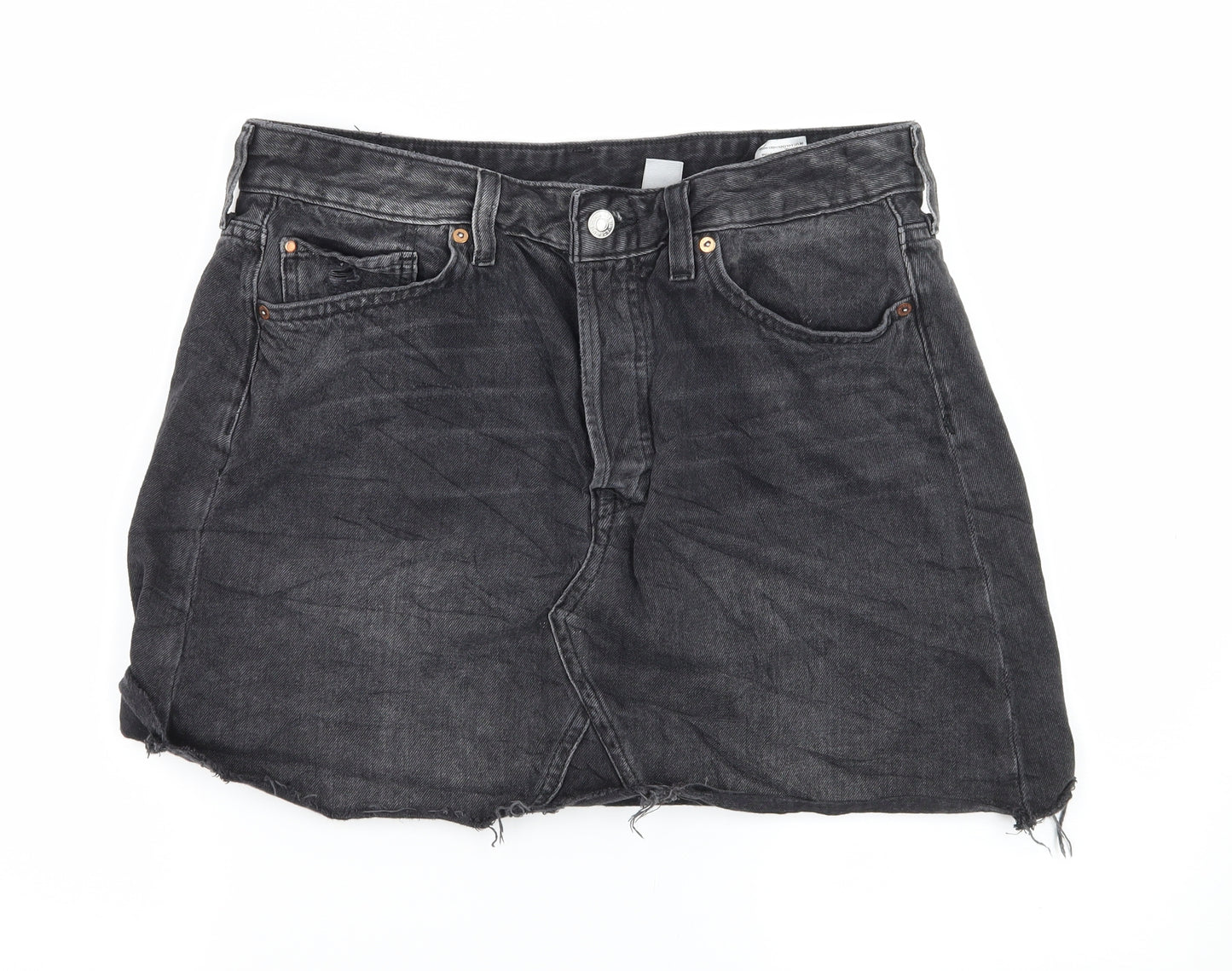 H&M Womens Grey  Denim A-Line Skirt Size 14
