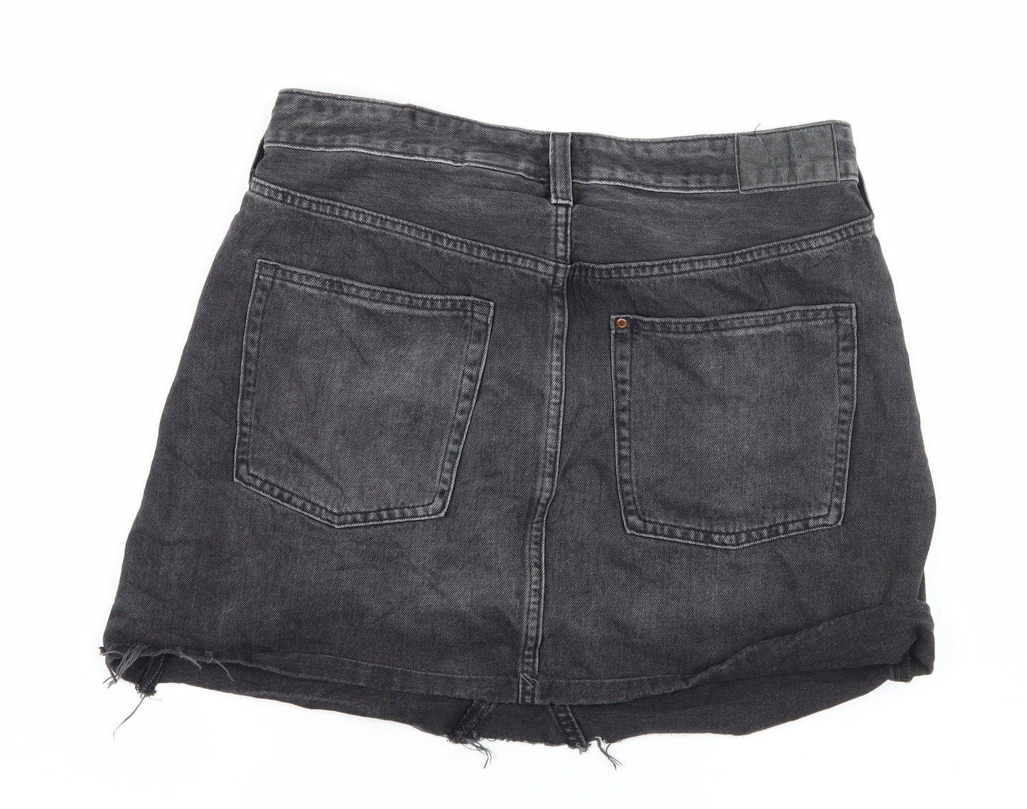 H&M Womens Grey  Denim A-Line Skirt Size 14