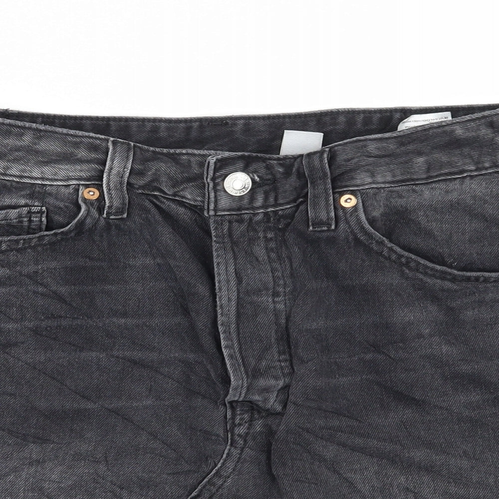 H&M Womens Grey  Denim A-Line Skirt Size 14